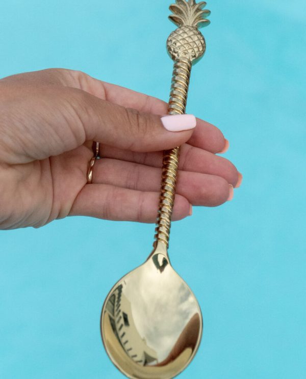 Golden Brass Table Spoon Pineapple