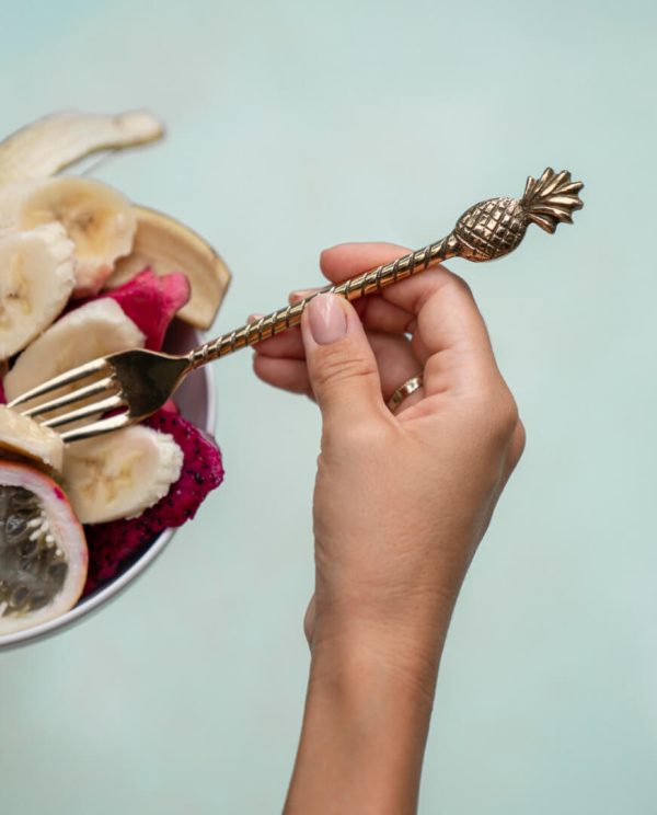 Golden Brass Dessert Fork Pineapple